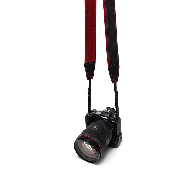Deluxe 45 Padded Camera Strap - Black/Wine Leather