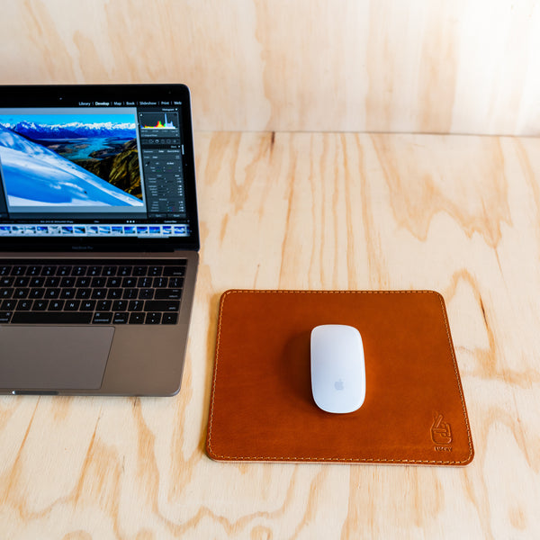 Mouse Pad - Tan Leather
