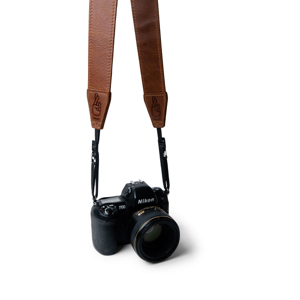 Product photo of the most comfortable leather camera strap 
