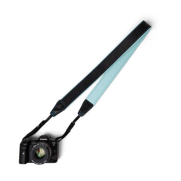 Deluxe 45 Padded Camera Strap - Black/Teal Leather