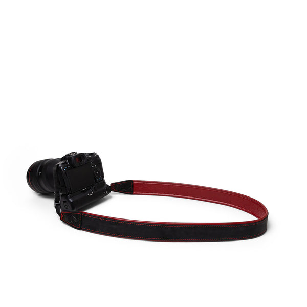 Deluxe 45 Padded Camera Strap - Black/Wine Leather