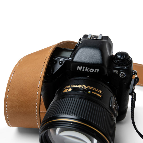 Custom personalised leather camera strap by Lucky Straps