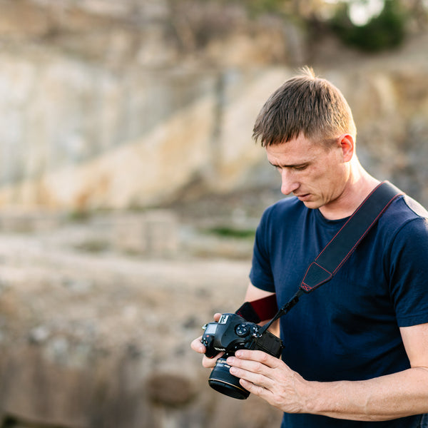 Wine Red Leather Camera Strap with Quick Release System by Lucky Straps Australia