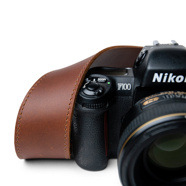 Classic Brown Leather Camera Strap which can be personalised for a gift