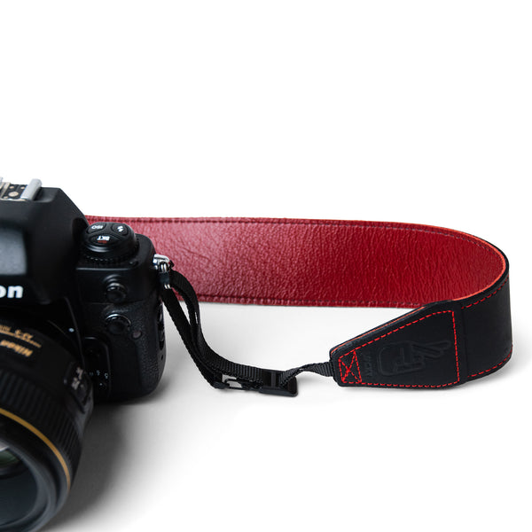 Wine Red Leather Camera Strap with Quick Release System by Lucky Straps Australia