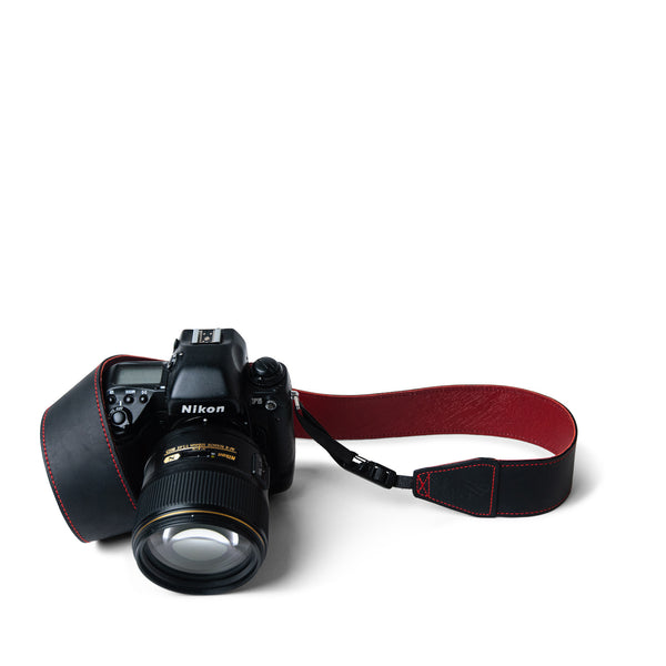 Wine Red Leather Camera Strap with Quick Release System by Lucky Straps Australia