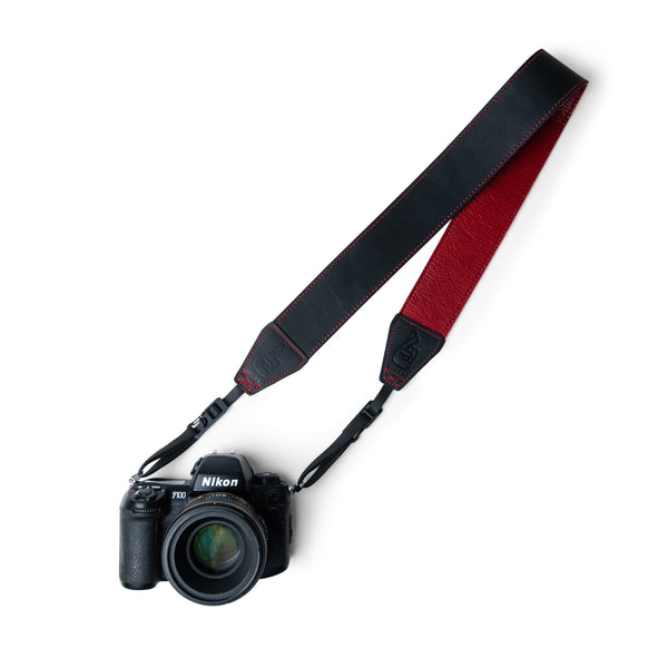 Lucky Straps Standard 53 Camera Strap in Vintage Black and Wine Red Leather